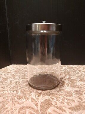 ⚕️⛑️⚕️ Vtg Y2K Stainless Steel & Glass Medical Apothecary Sundry Jar Cannister
